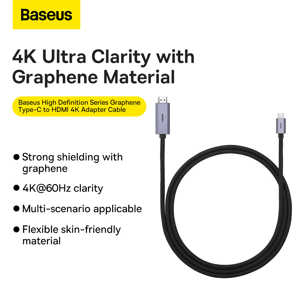 Baseus High Definition Series Type-C to HDMI 2.0 4K 60Hz Adapter 1M Cable