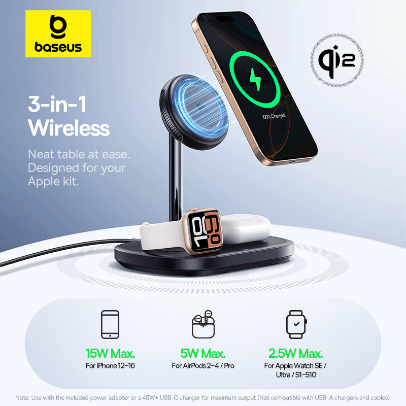 Baseus Enerfill FS41 3-In-1 Wireless Charging Stand With Tec Cooling