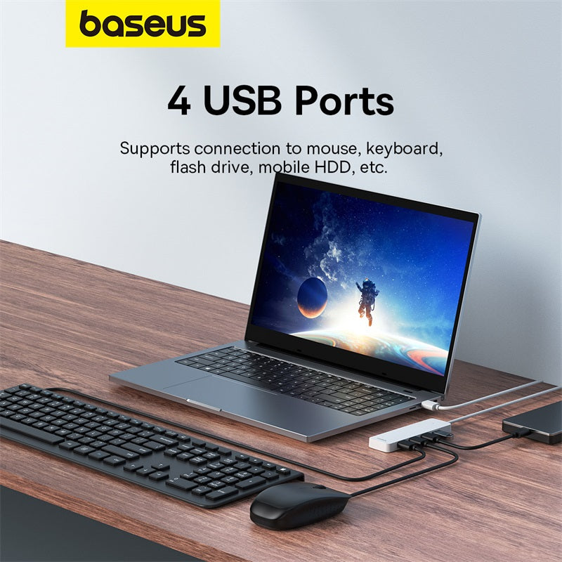 Baseus Ultrajoy Series 4-in-1 Hub Adapter (100cm Cable) - with 4x USB 3.0 ports