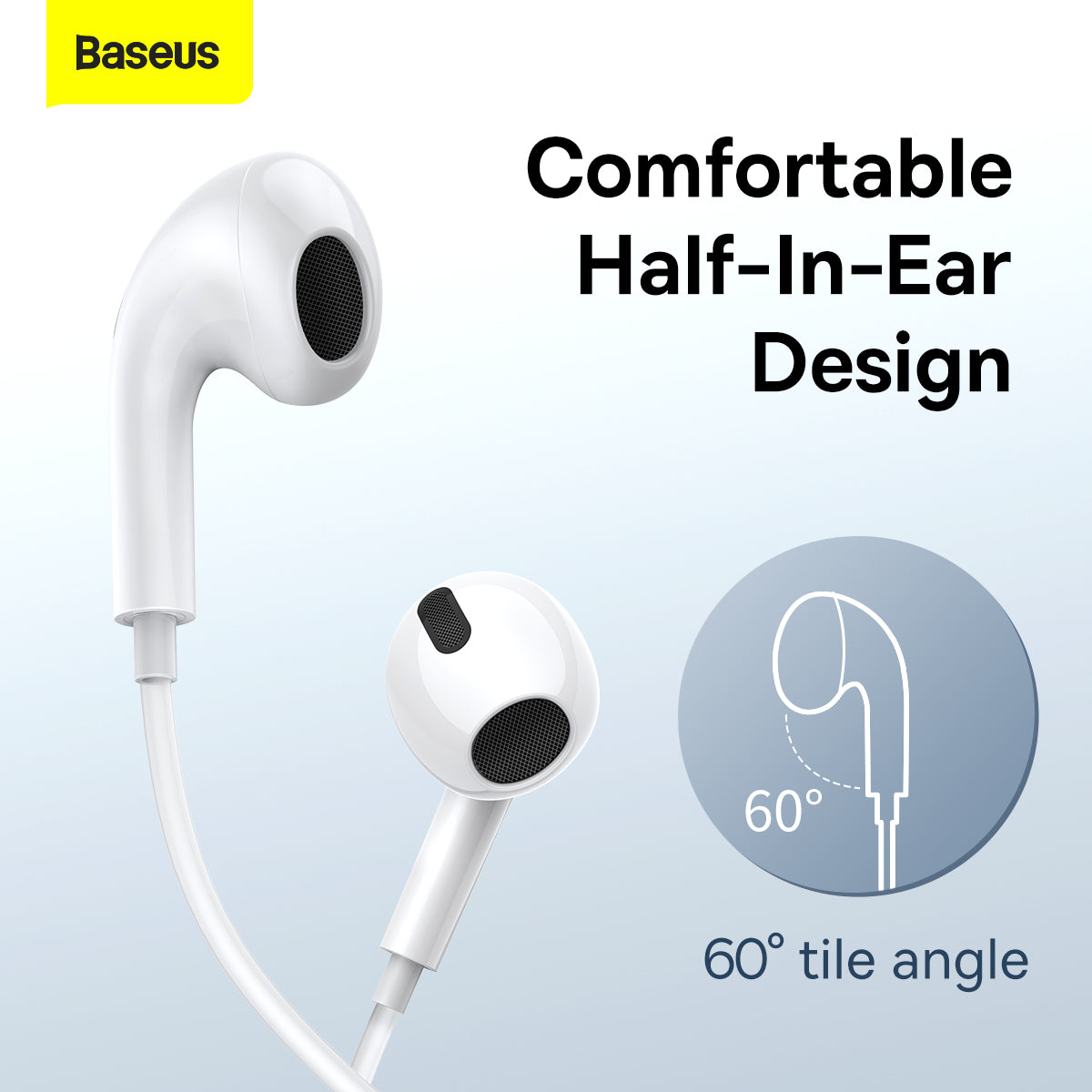 Baseus C17 Encok Type C Lateral In-Ear Wired Earphone with Remote White