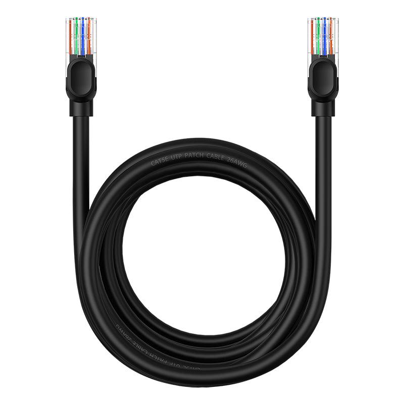 Baseus High Speed CAT5 Gigabit Ethernet Cable (Round Cable) black on white background
