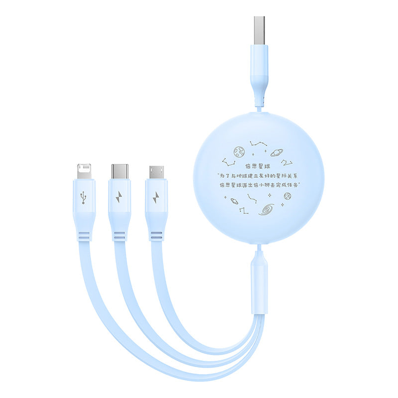 Baseus Leo Retractable Charging Cable 3-in-1 USB to M+L+C 3.5A
