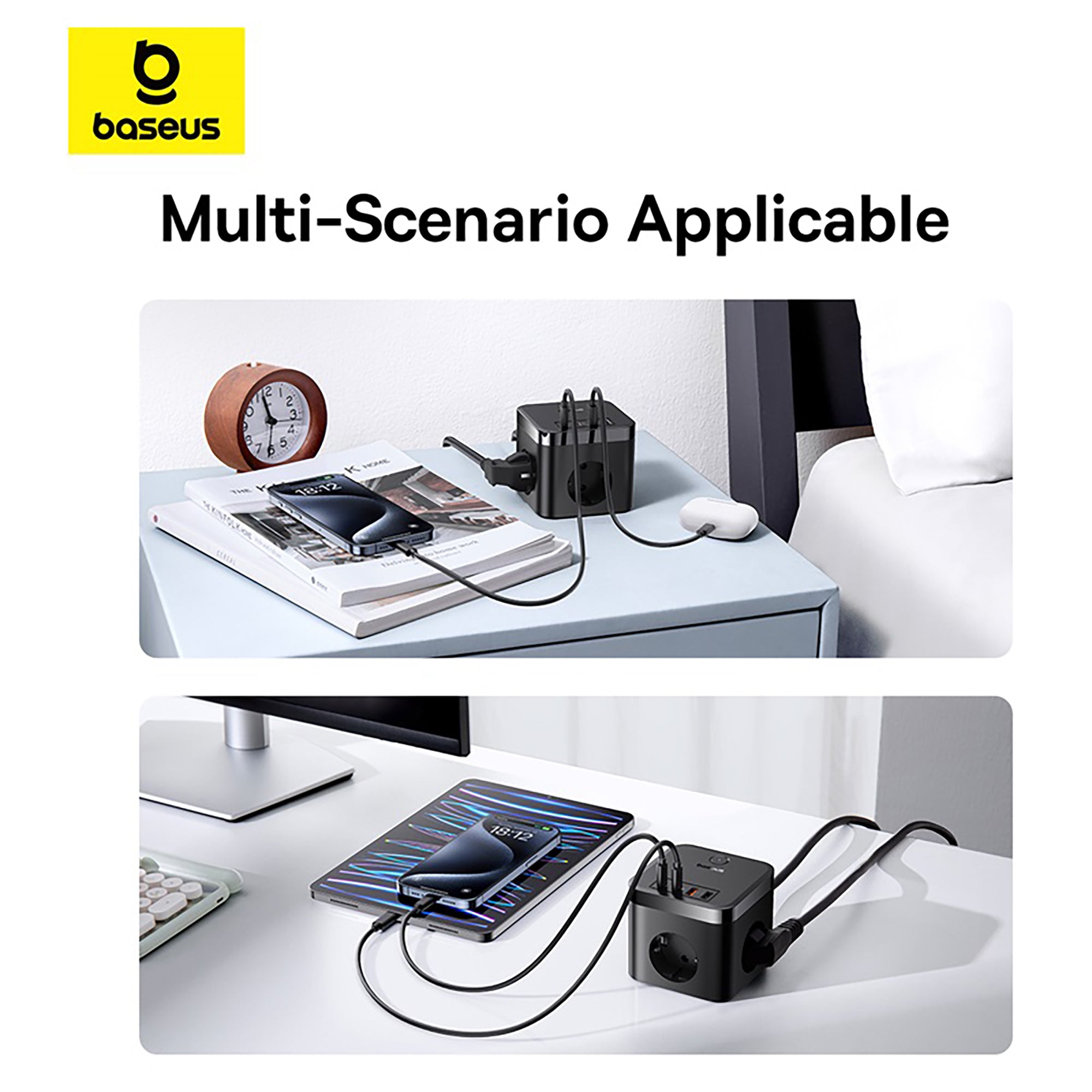 Baseus PowerCombo Cube Power Strip 3AC+2U+2C 30W 1.5m EU