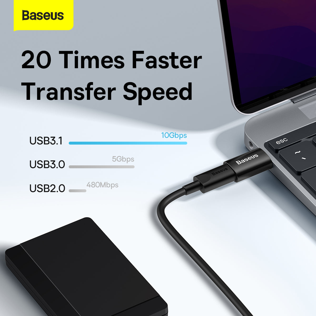 Baseus Ingenuity Series Mini Female OTG Adaptor USB 3.1 to Type-C Black