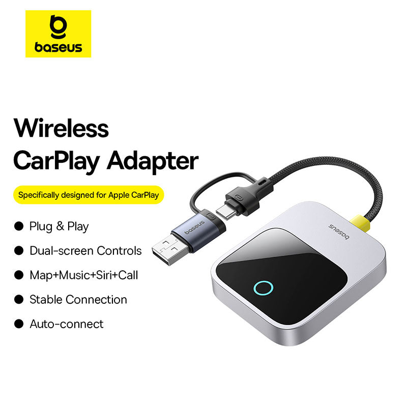 Baseus CarPlay adapter connected to a vehicle USB port