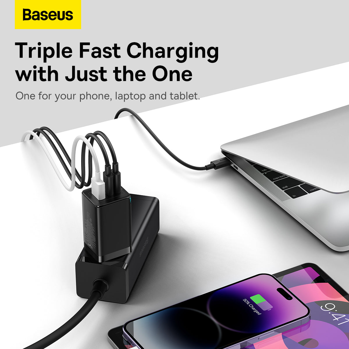 Baseus GaN5 Pro Fast Charger 2C+U 65W EU Adapter - Black