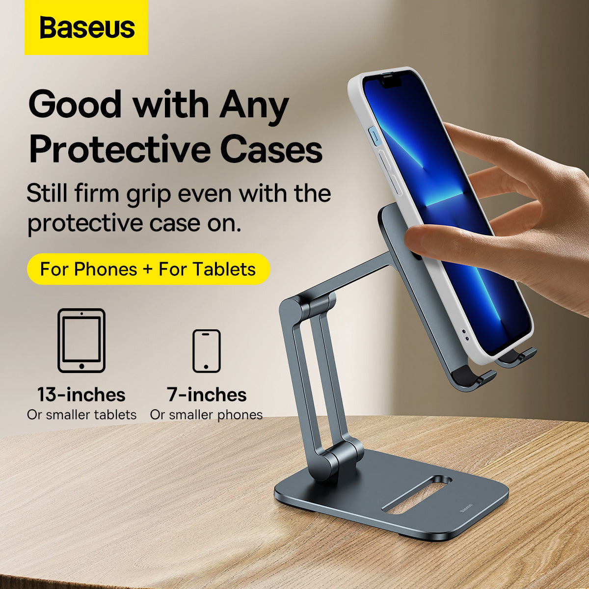 Baseus Desktop Biaxial Foldable and Adjustable Metal Stand for Phones Grey