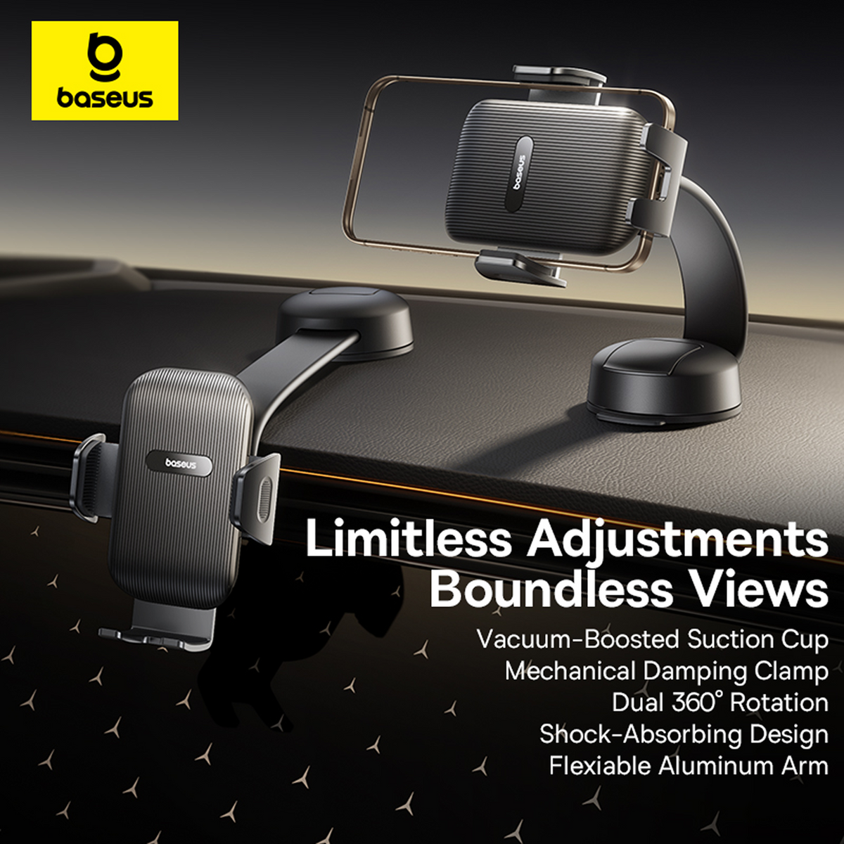 Baseus PrimeTrip C03 car mount attached to a windshield