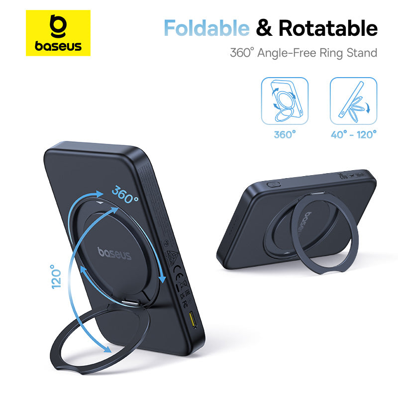 Baseus PicoGo Qi2 Magnetic Power Bank with Rotatable Stand 5000mAh 20W