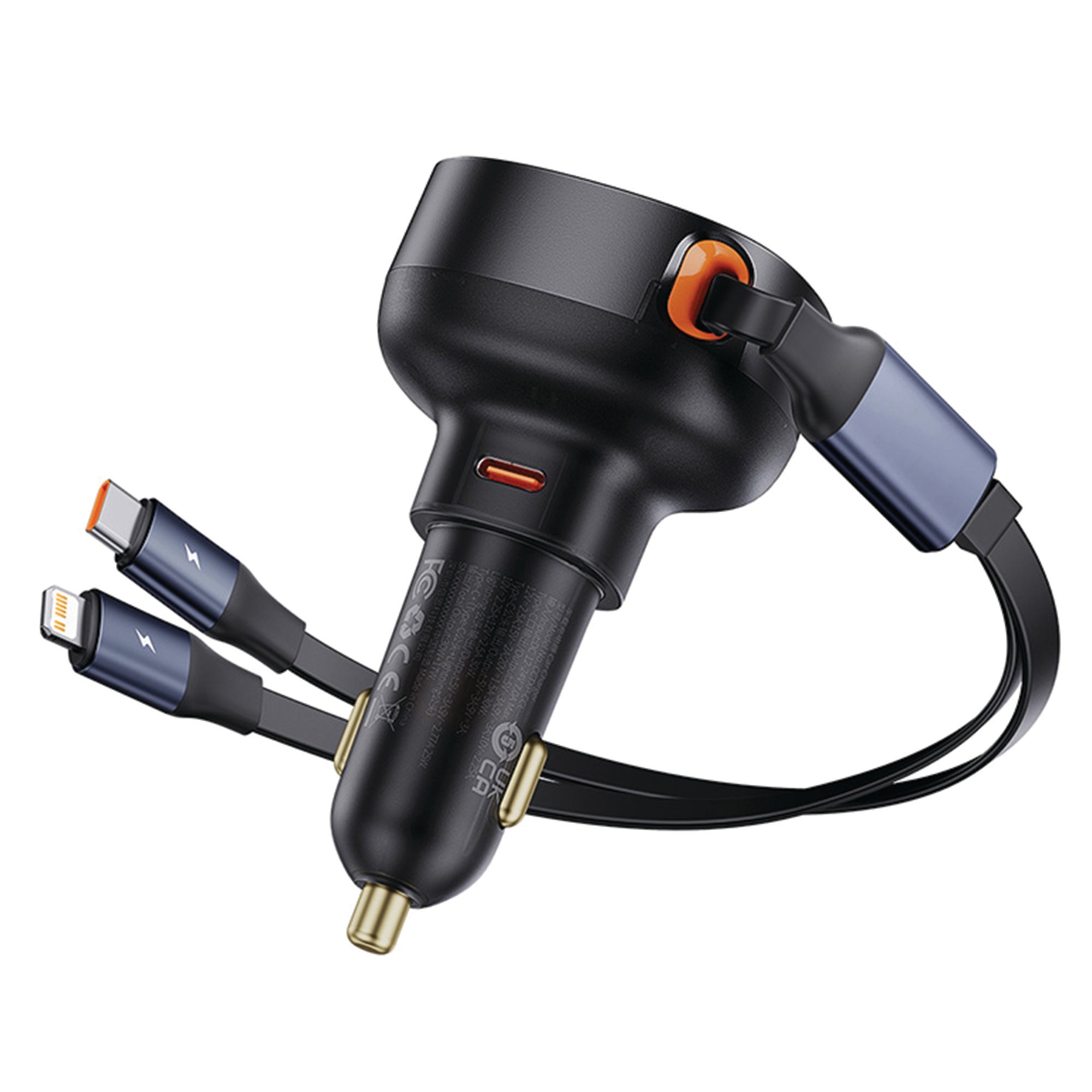 Baseus Enjoyment Pro Car Charger C+Retractable C & iP Cable 60W