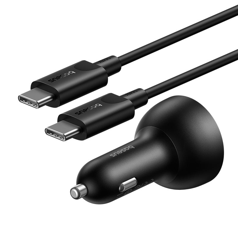 Black car charger and USB-C cables with 'Anker' branding on a white background