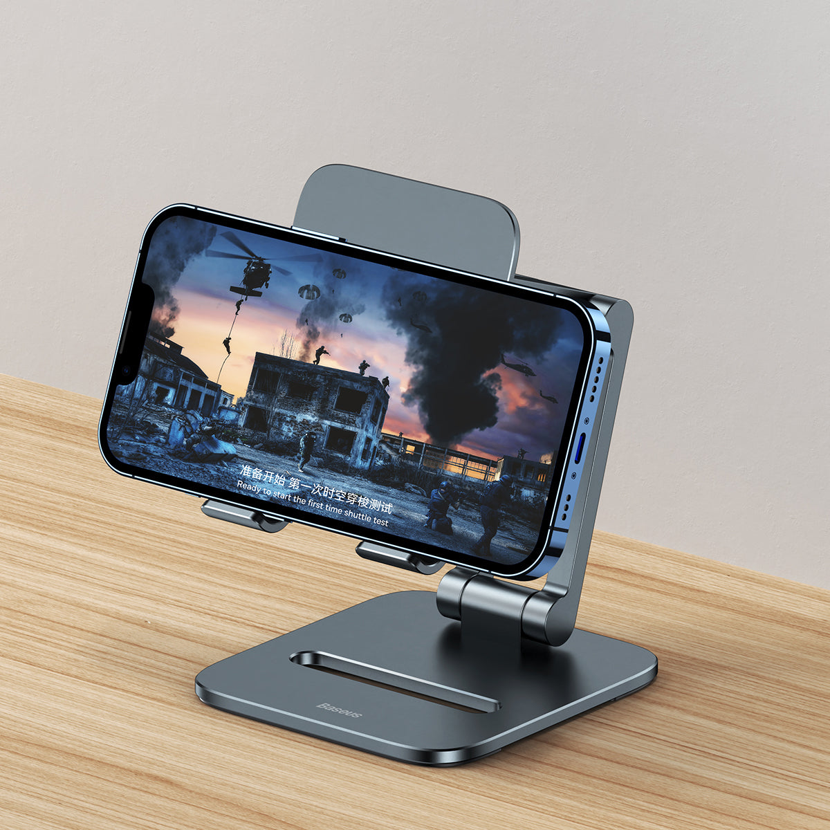 Baseus Desktop Biaxial Foldable and Adjustable Metal Stand for Phones Grey