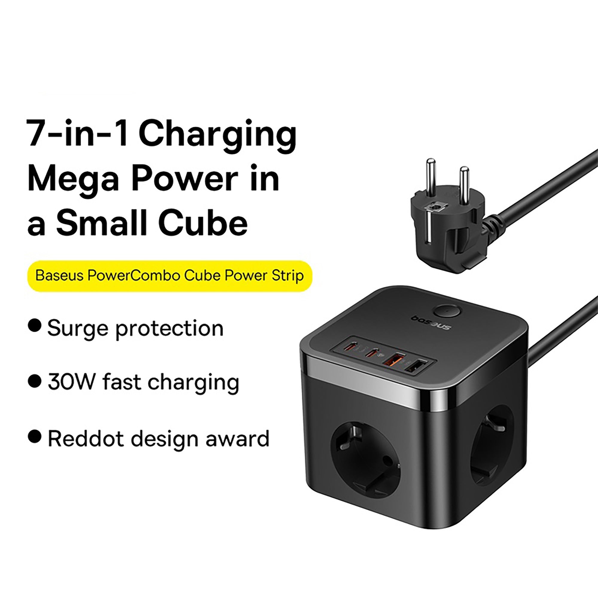 Baseus PowerCombo Cube Power Strip 3AC+2U+2C 30W 1.5m EU