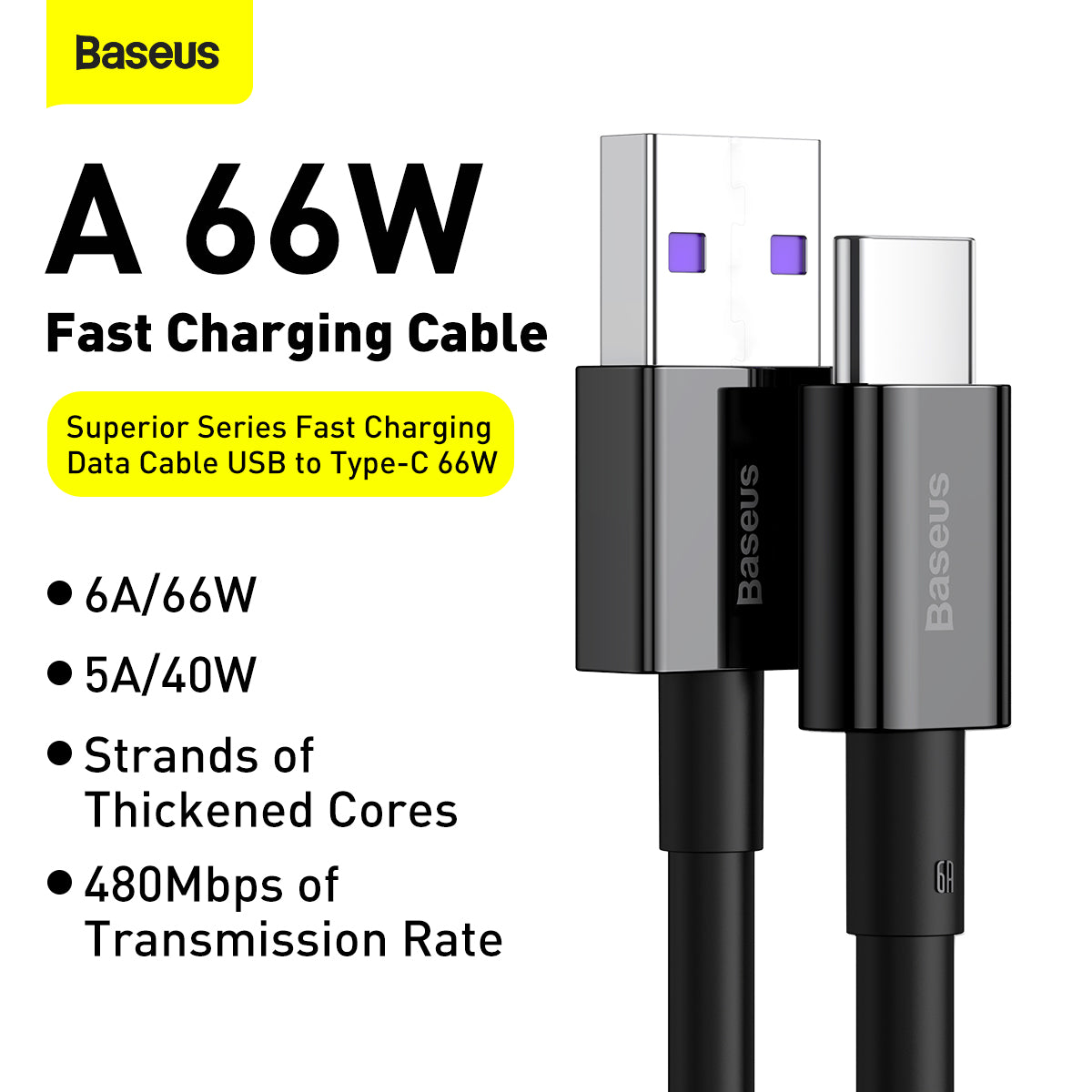 Baseus Superior Series Fast Charging and Data Cable USB to Type-C 66W 2M