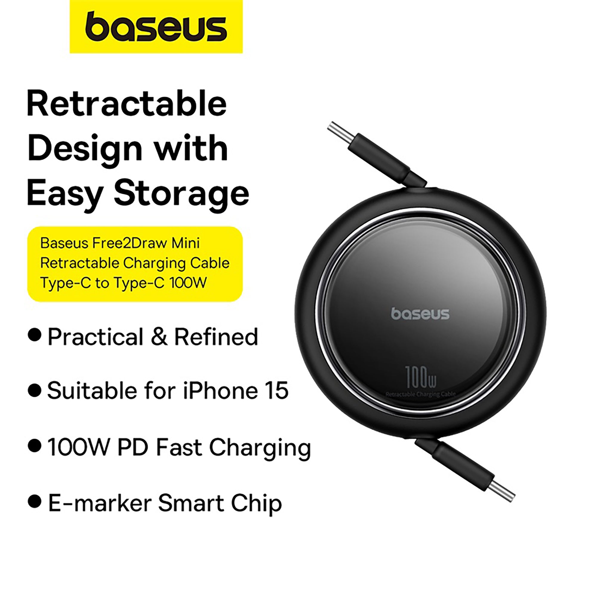 Baseus Free2Draw 100W Mini Retractable Charging Cable 1