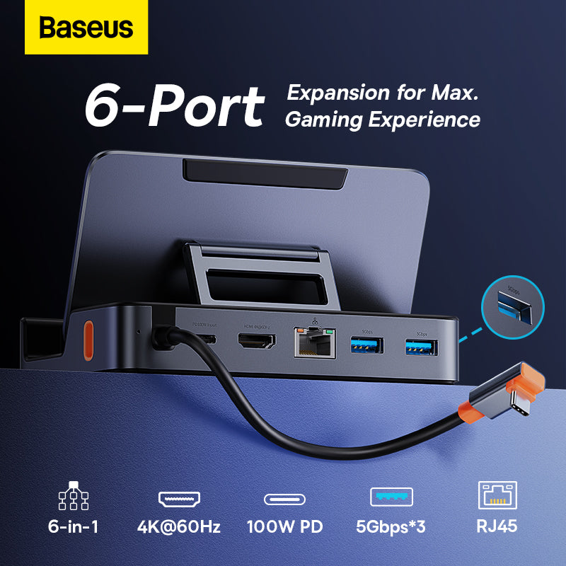 Baseus GamerX Series 6-Port Type C HUB Space Grey Type C to HDMI4K@60Hz 3