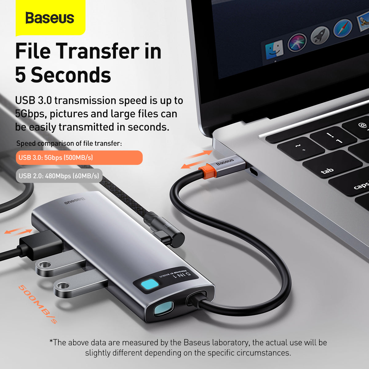 Baseus Metal Gleam Series 5-in-1 Multifunctional Type-C HUB Docking Station Silver 6