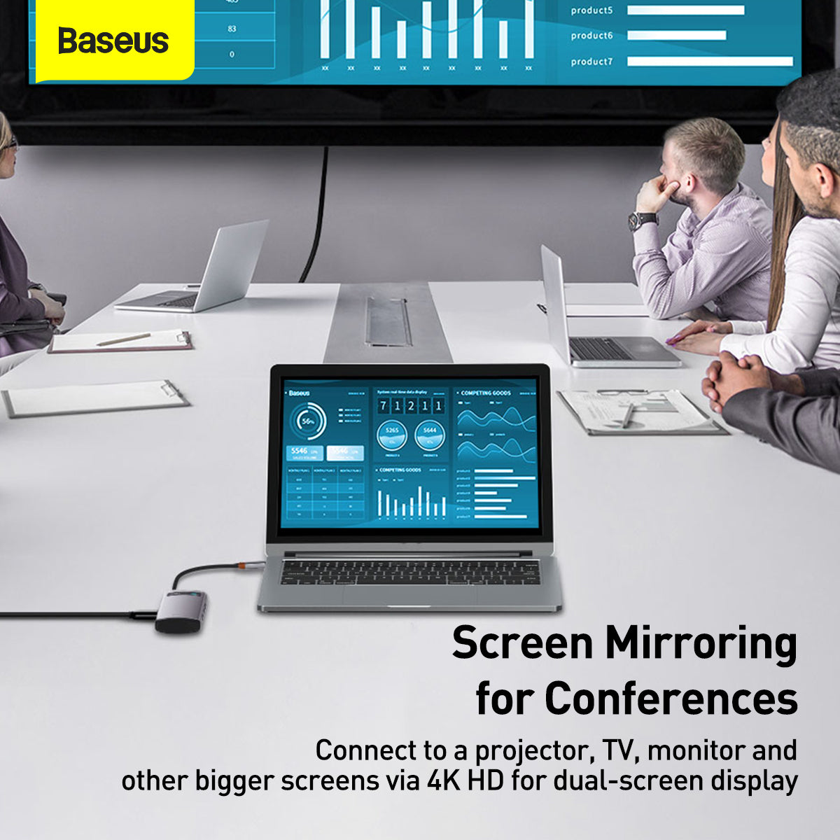 Baseus Metal Gleam Series 5-in-1 Multifunctional Type-C HUB Docking Station Silver 7