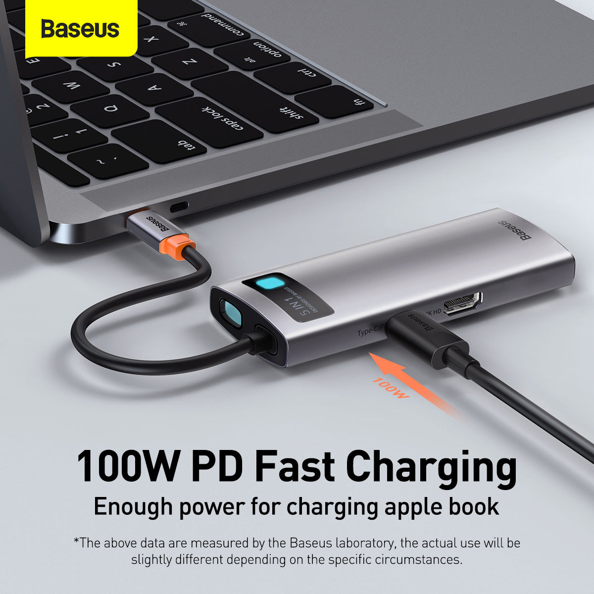Baseus Metal Gleam Series 5-in-1 Multifunctional Type-C HUB Docking Station Silver 9