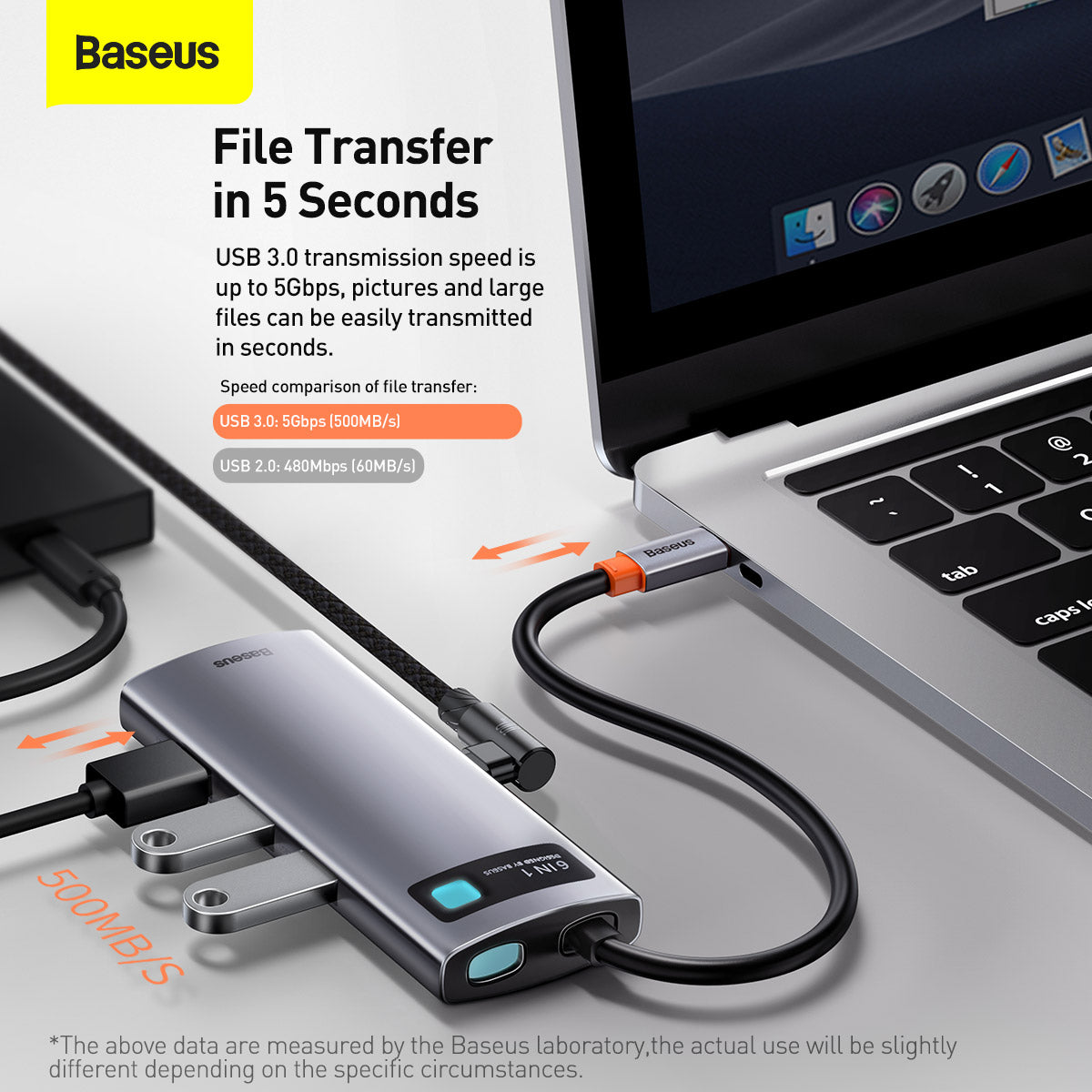 Baseus Metal Gleam Series 6 in 1 Multifunctional HDMI and RJ45 Type C Hub Silver 6