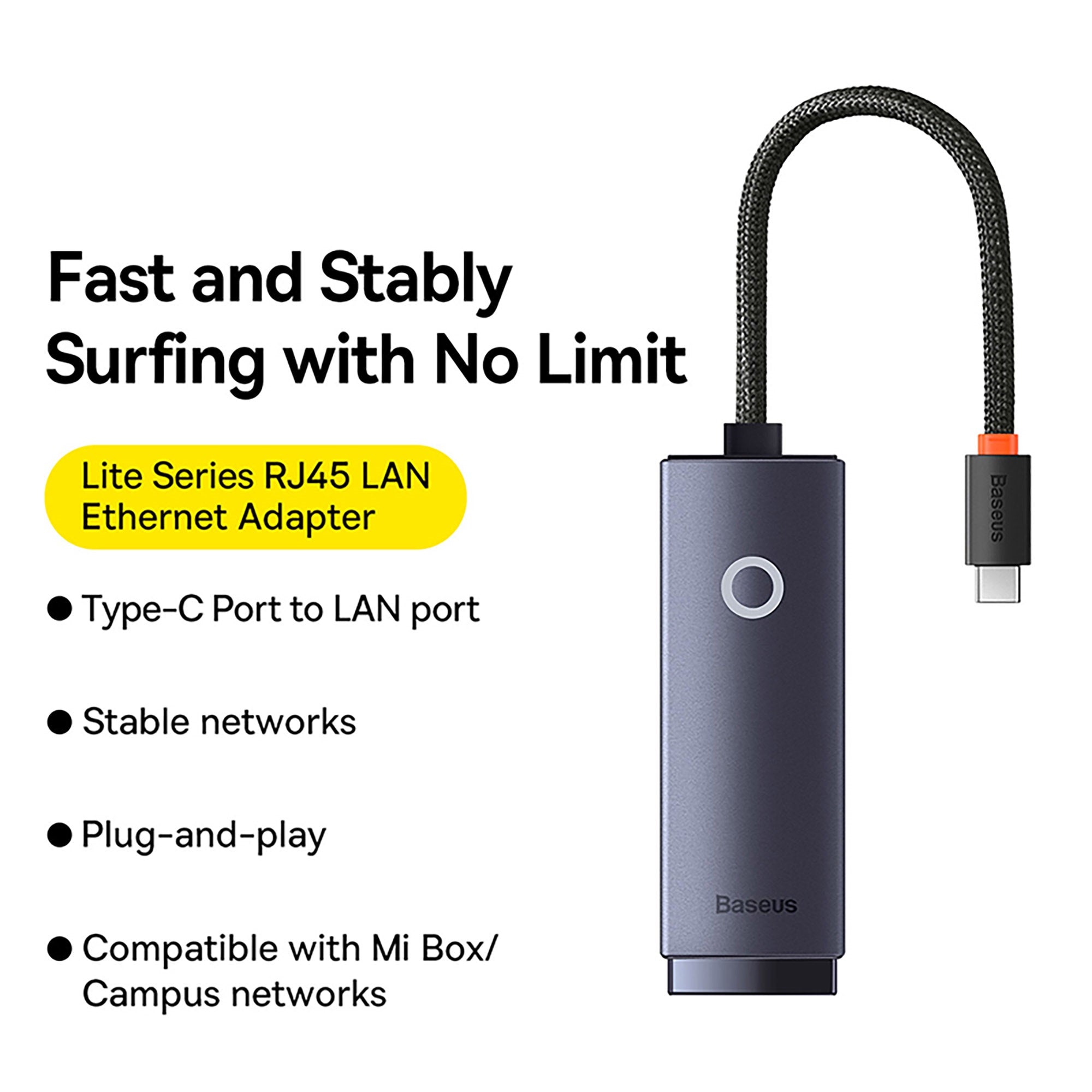 Baseus Lite Series Ethernet Adapter Type-C to RJ45 LAN Port