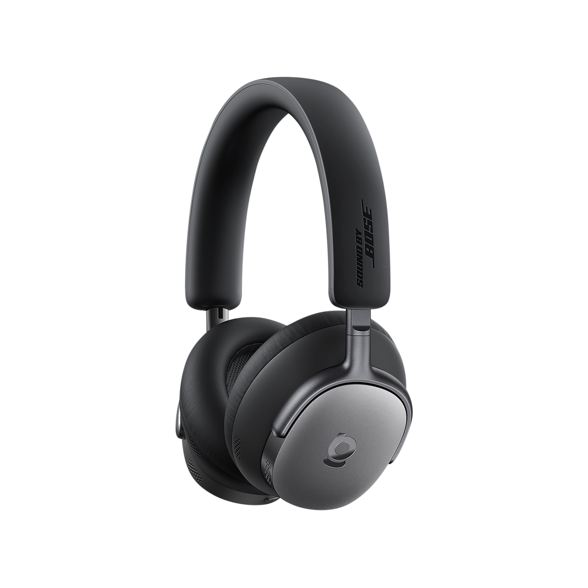 Black Bose headphones on a white background