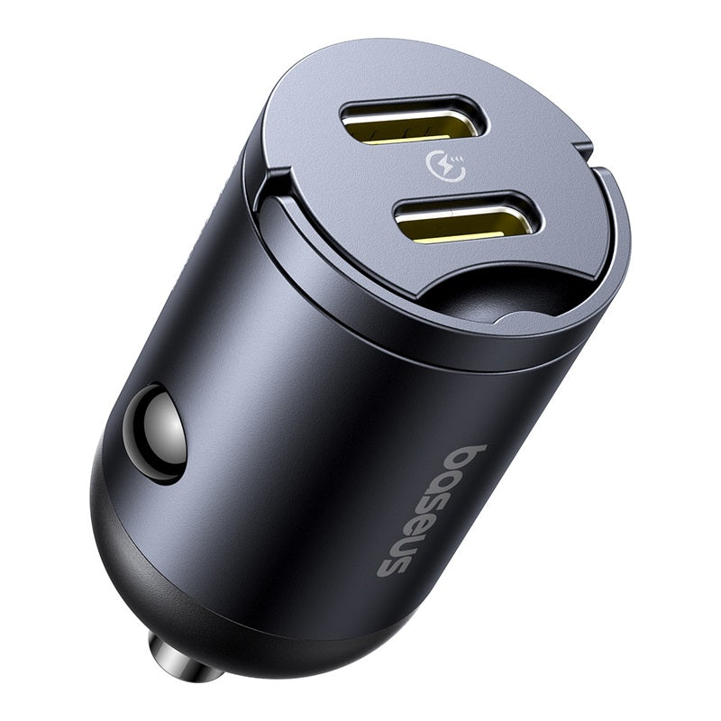 Tiny Star Mini Car Charger 30W Dual Type-C ports with no cables on white background