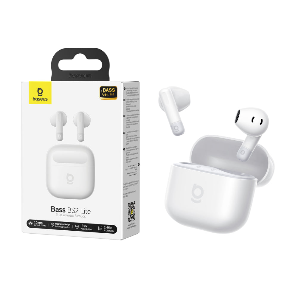 Baseus Bass BS2 Lite Moon White earbuds retail packaging