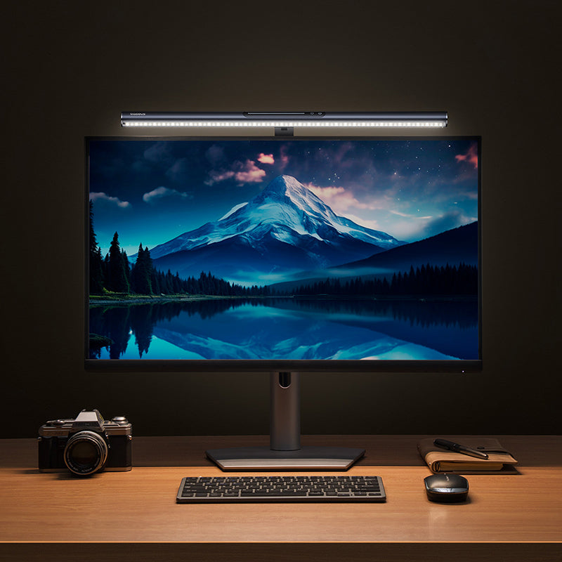 Computer Desk and Monitor with Baseus lighting