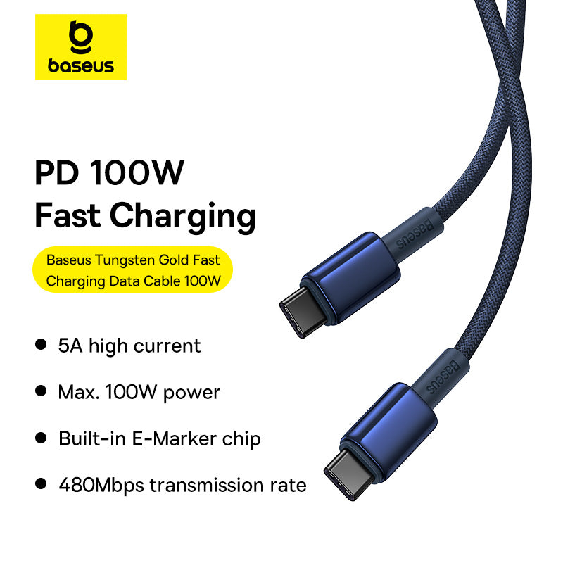 Baseus Tungsten Gold Fast Charging Data Cable Type C to Type C 100W