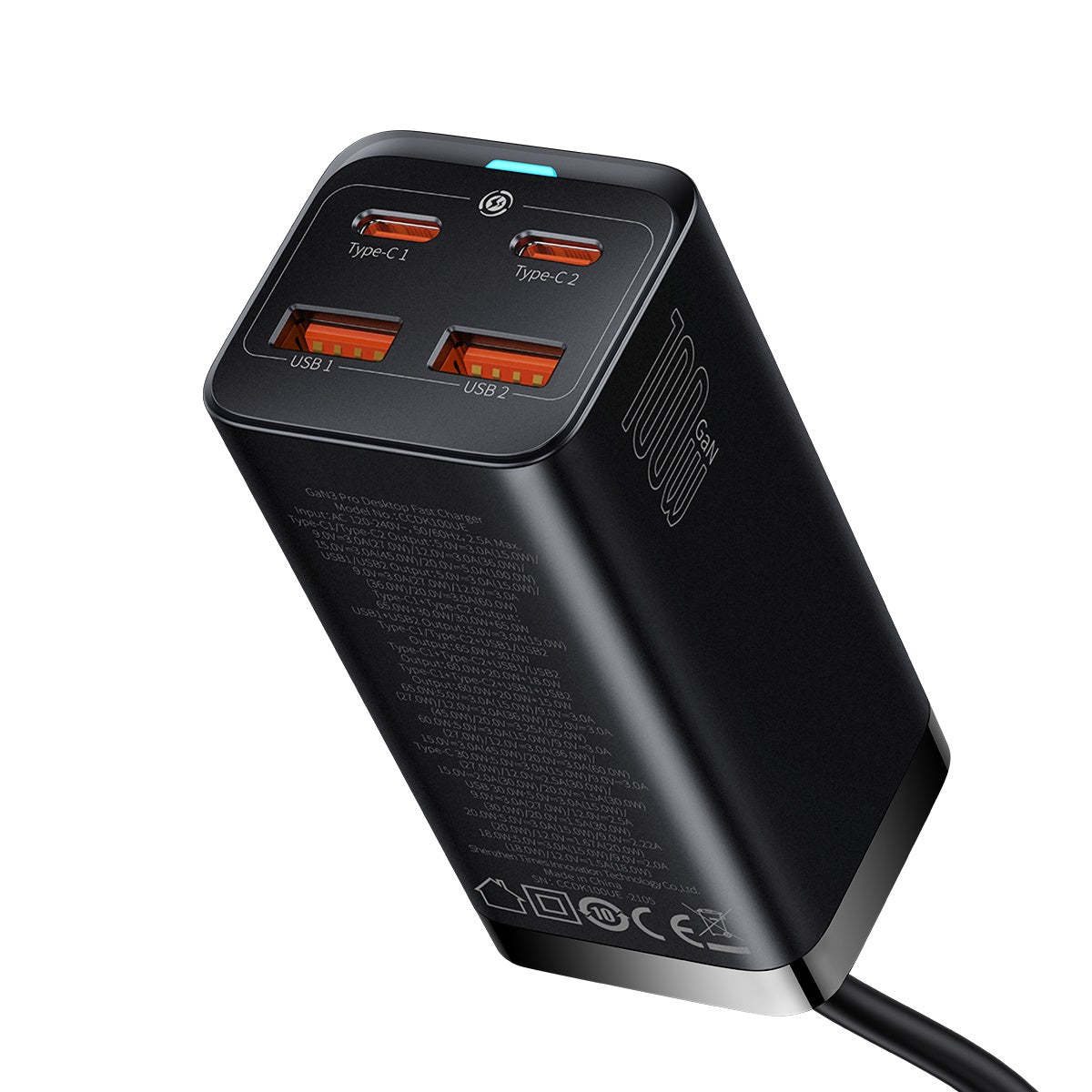 Baseus GaN3 Pro Desktop Fast Charger 2 USB-Type C + 2 USB-A 100W - EU