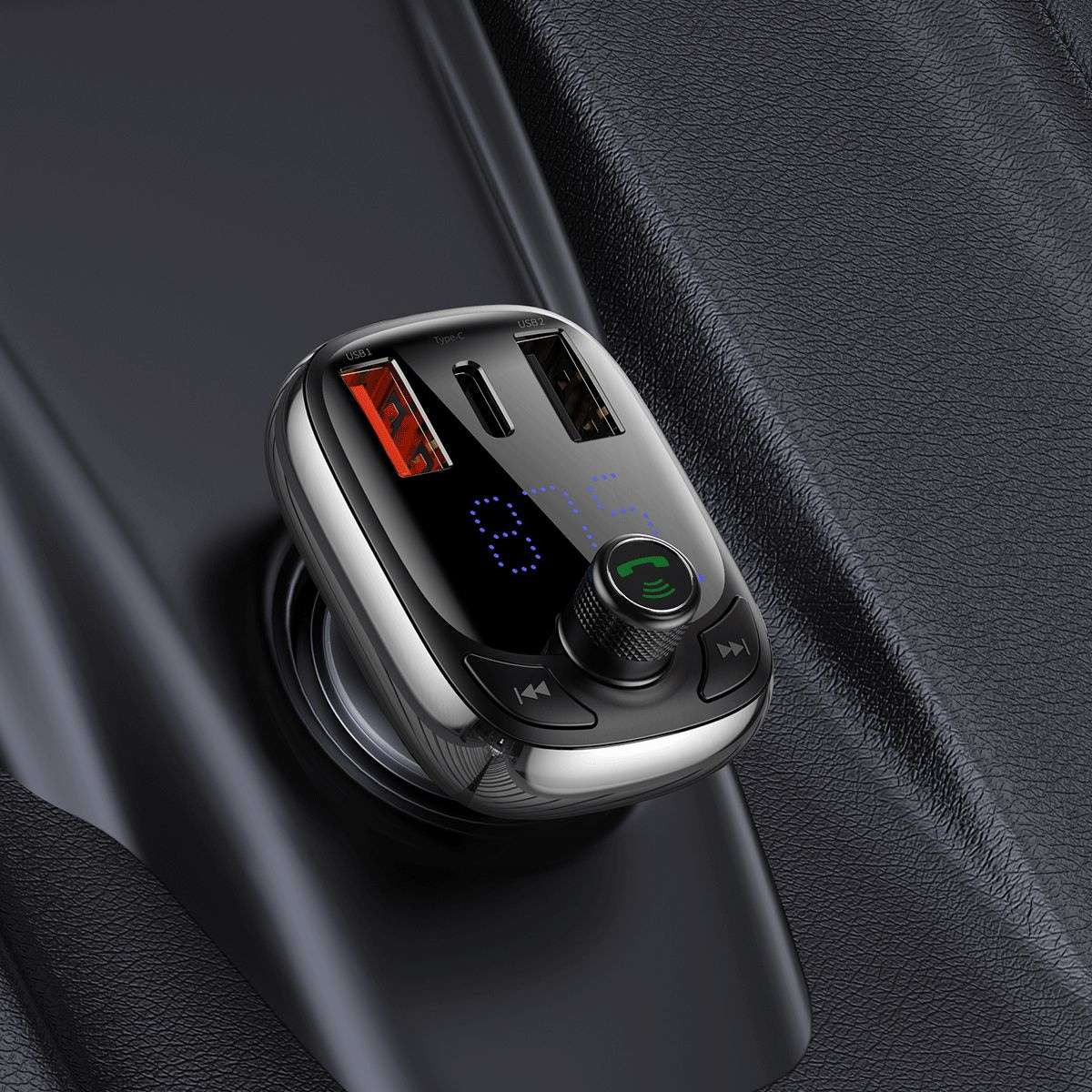 Baseus Bluetooth FM Transmitter MP3 Car Fast Charger