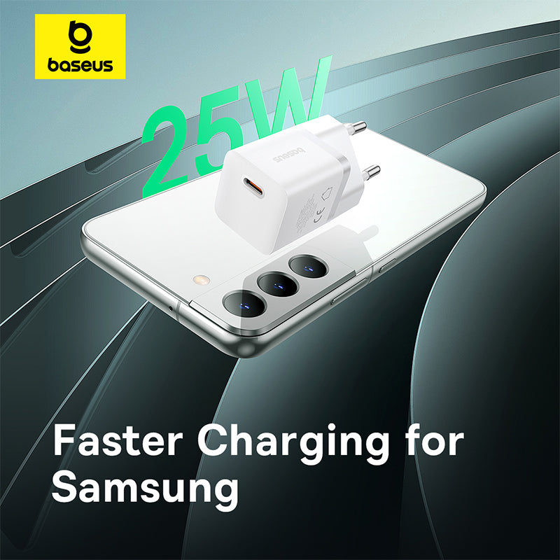 Baseus GaN5 Fast Charger (mini) 1C 25W - Moon White (Dynamic 3 Cable Type-C to Type-C 100W 1m）