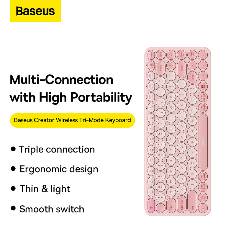 Baseus K01A Wireless Tri-Mode Keyboard Baby Pink