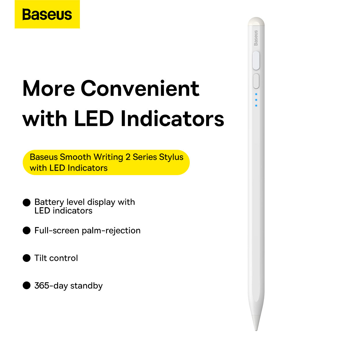 Baseus Smooth Writing 2 Series Stylus with LED Indicators - White