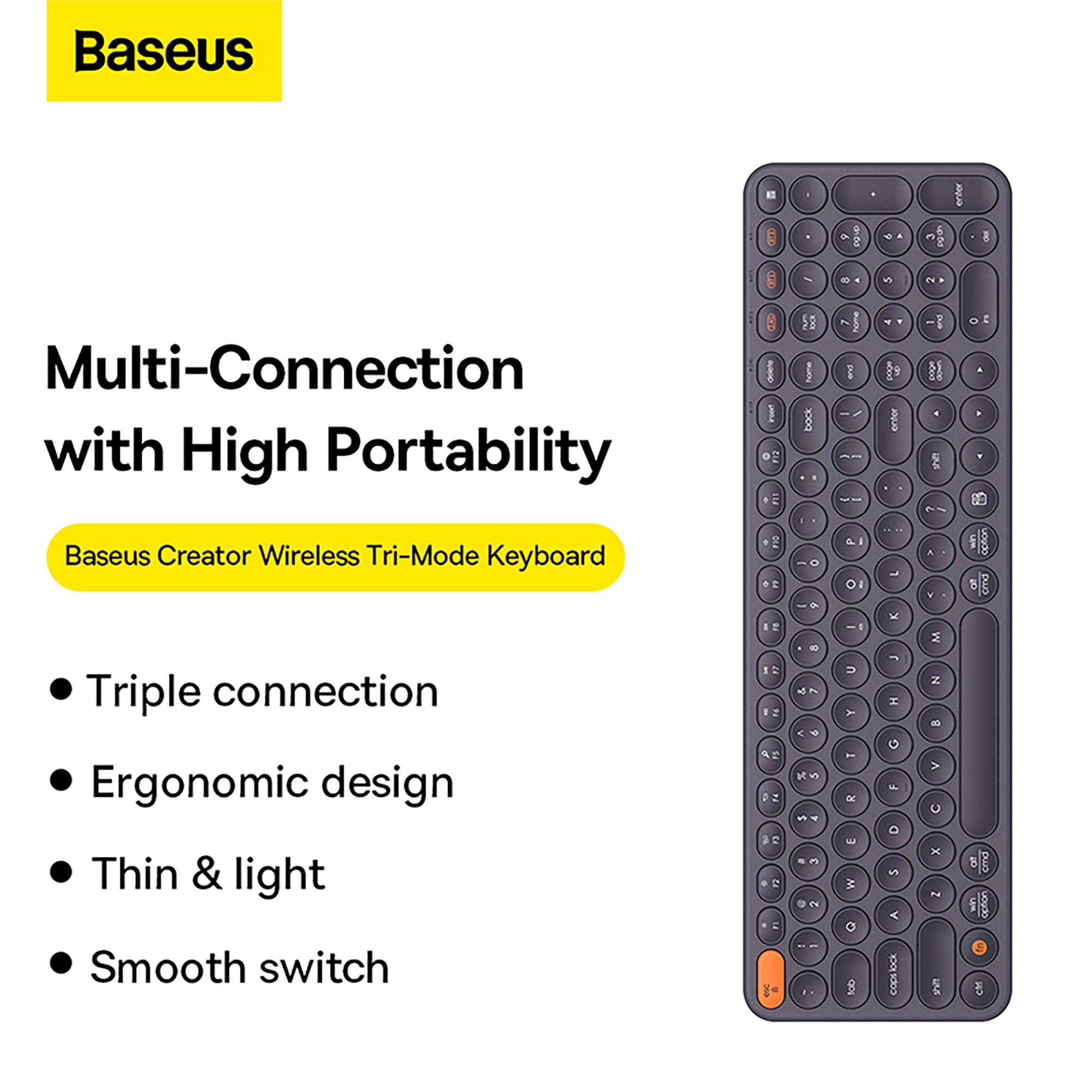 Baseus K01B Wireless Tri-Mode Keyboard - Frosted Gray