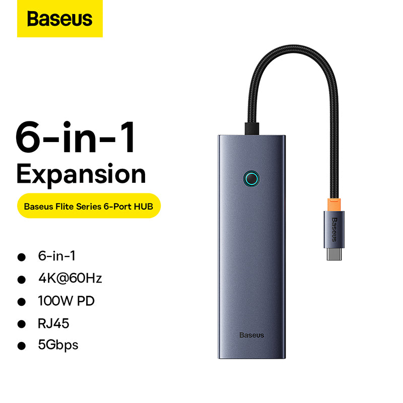 Baseus 6-in-1 Ultrajoy Series 6 Port Hub Type-C Docking Station