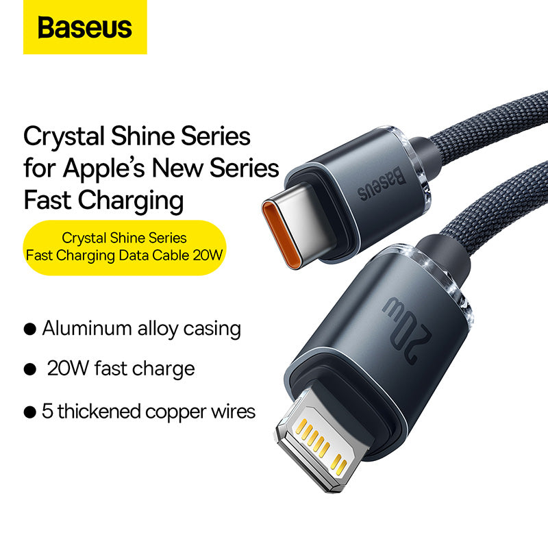 Baseus Crystal Shine Series 20W PD Fast Charging Data Cable Type-C to Lightning 1.2m