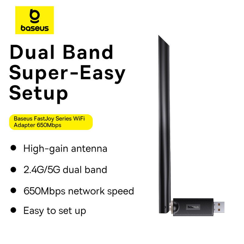 Baseus FastJoy Series WiFi Adapter 650Mbps External Antenna - Cluster Black