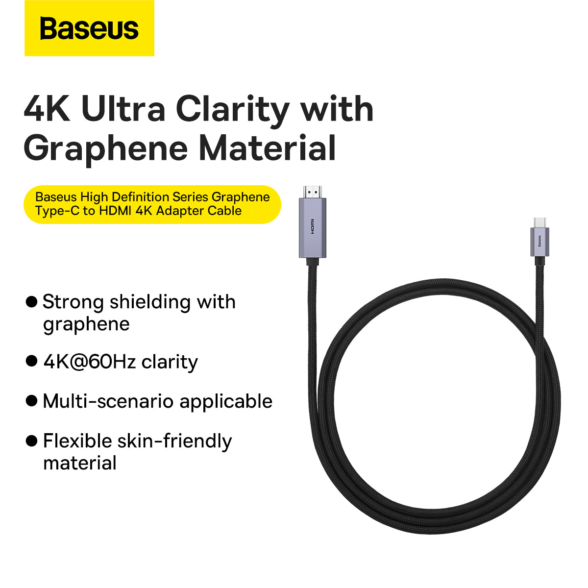 Baseus High Definition Series Type-C to HDMI 2.0 4K 60Hz Adapter 2M Cable