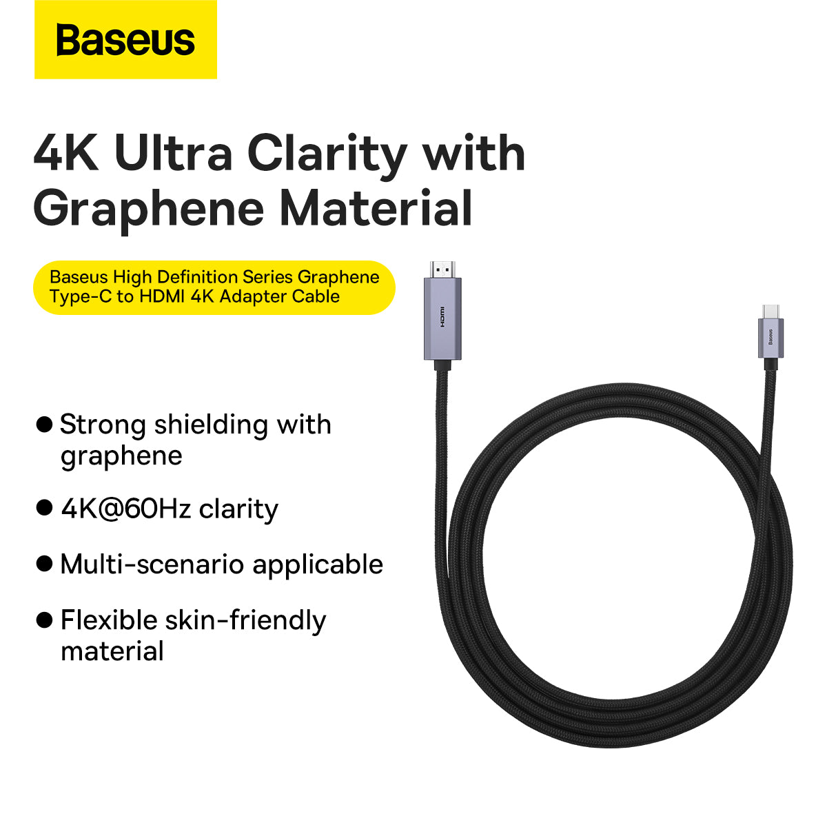 Baseus Graphene Series Type C - HDMI 2.0 Cable Adapter 4K 60Hz 2m