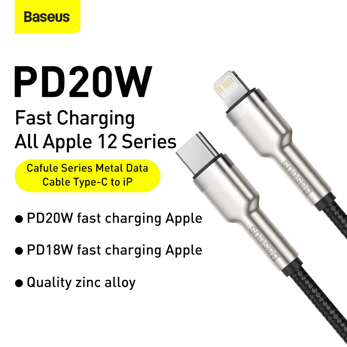 Baseus Cafule Series Metal Type-C to Lightning 20W Data Charging Cable 1m