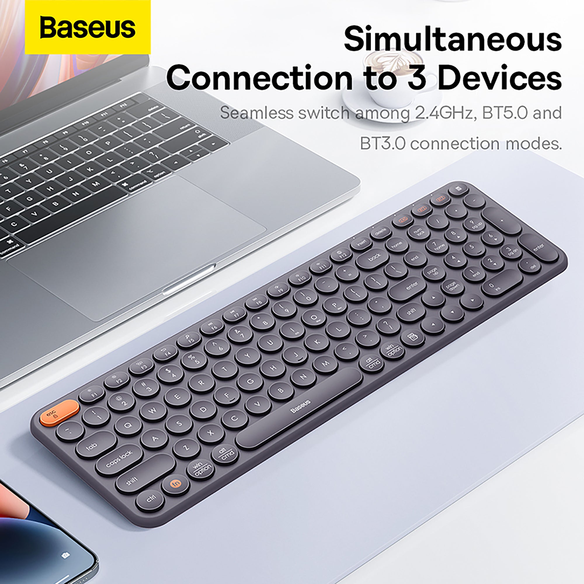 Baseus K01B Wireless Tri-Mode Keyboard - Frosted Gray