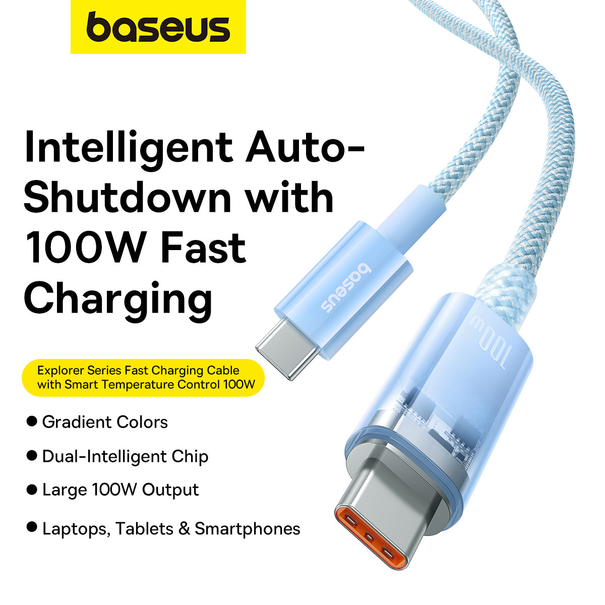 Baseus Explorer Series Fast Charging Cable with Smart Temperature Control Type C to Type C 100W 1m