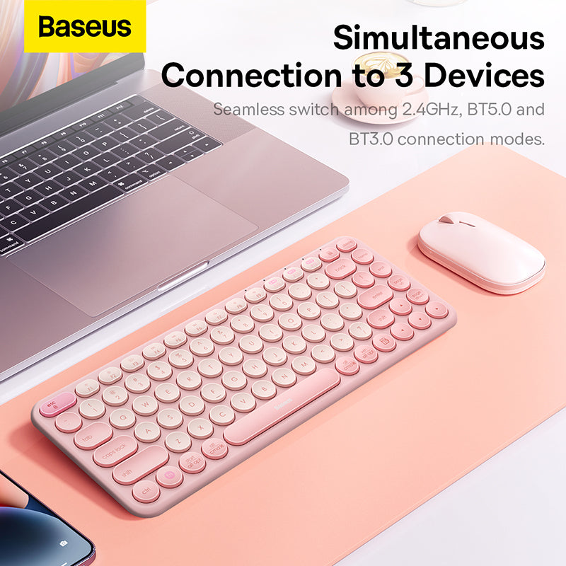 Baseus K01A Wireless Tri-Mode Keyboard Baby Pink