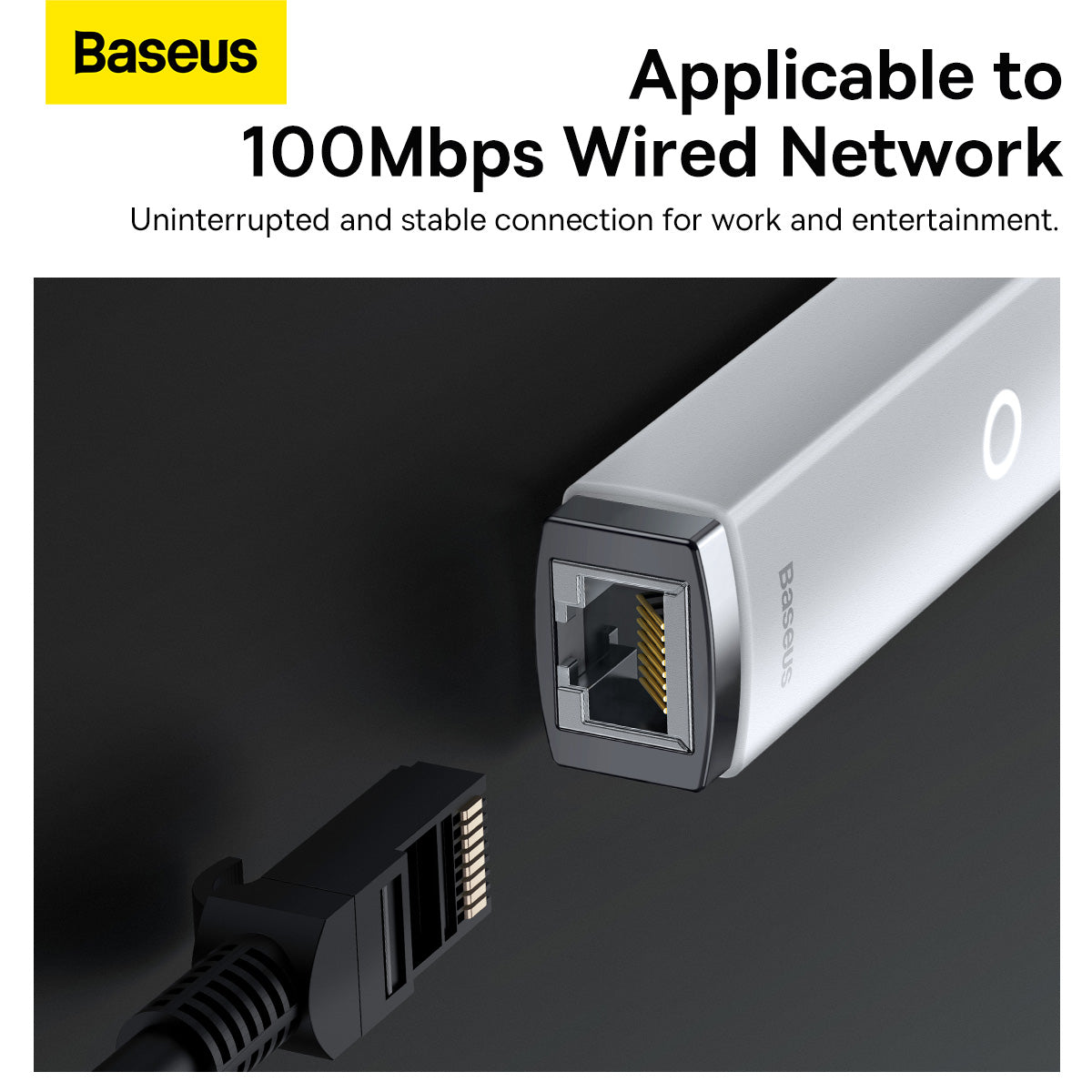 Baseus Lite Series Ethernet Adapter USB-A to RJ45 LAN Port (100Mbps) - White