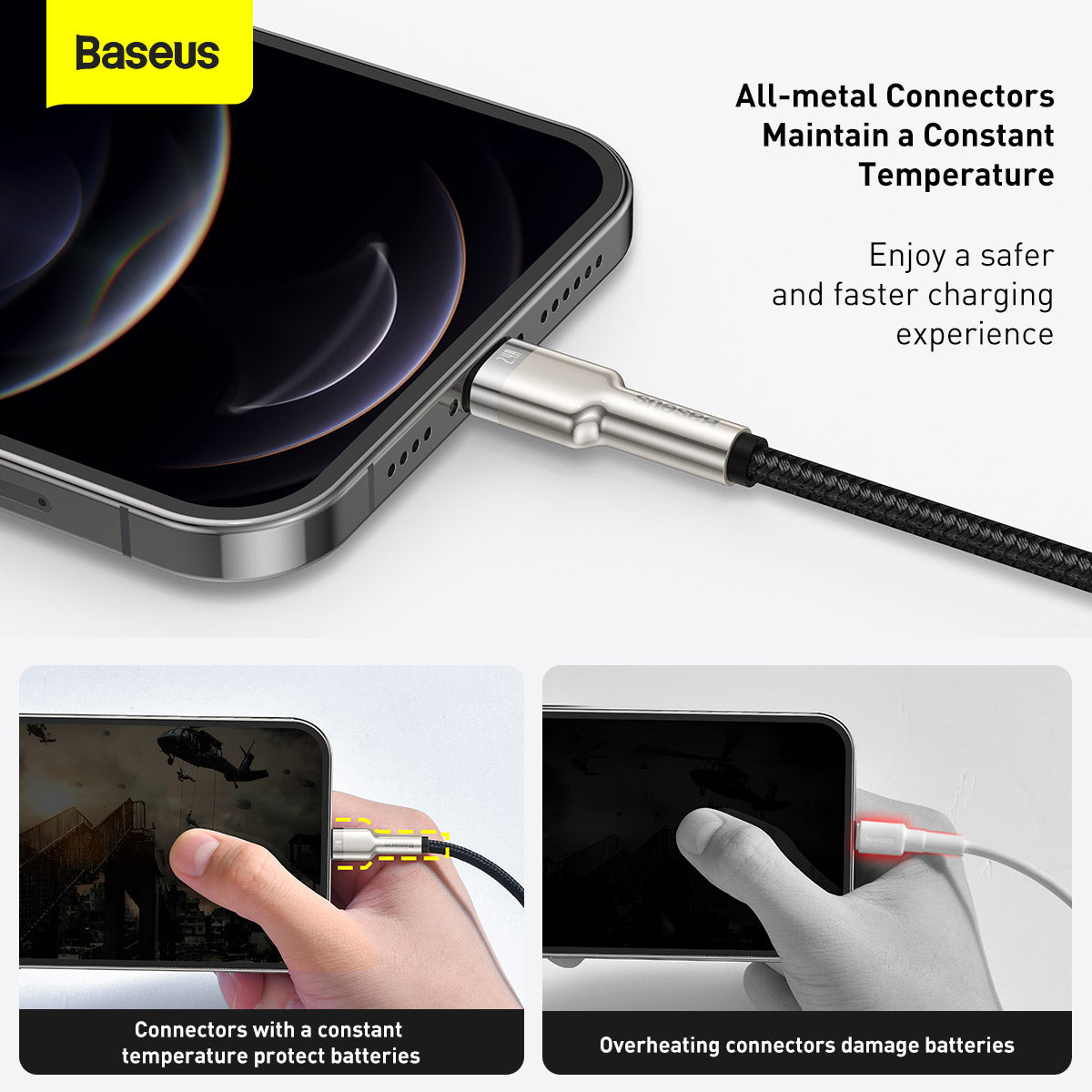 Baseus Cafule Series Metal Data Cable USB to IP 2.4A 1m Black