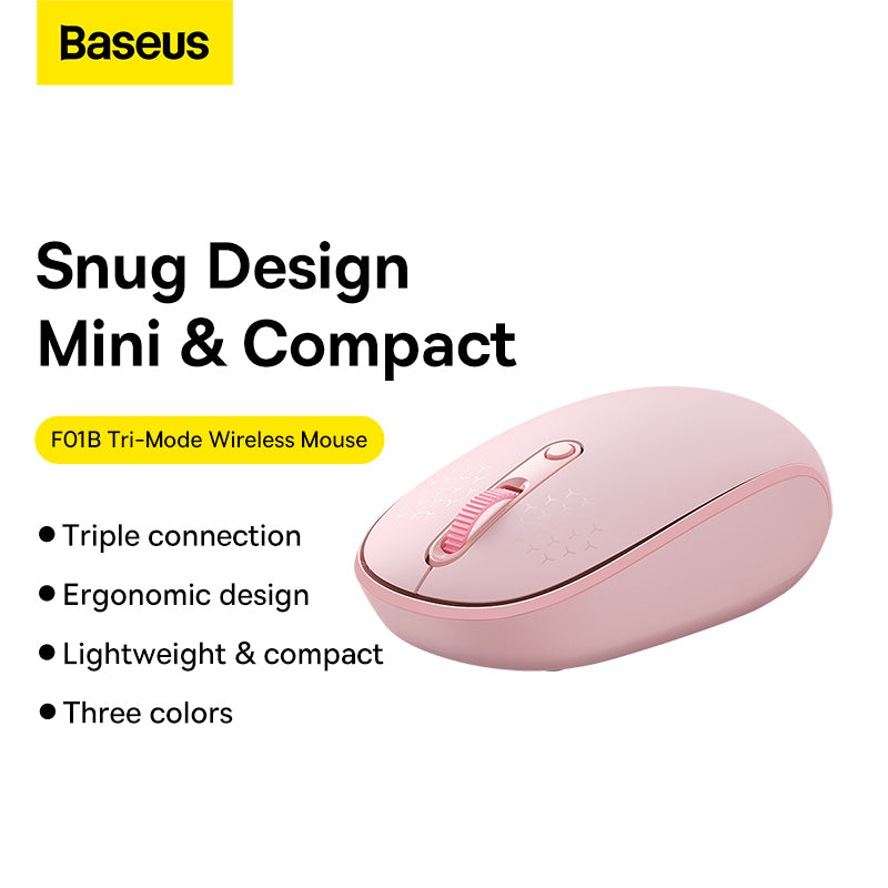 Baseus F01B Tri-Mode Wireless Mouse Baby Pink