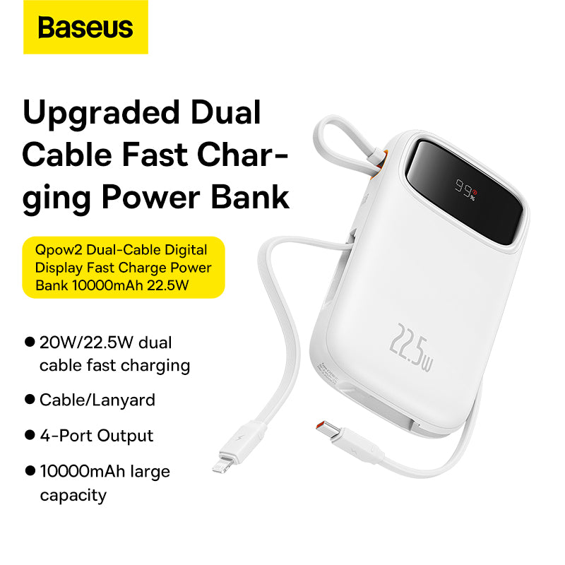 Baseus Qpow2 Series Dual-Cable Fast Charge Power Bank 10000mAh 22.5W