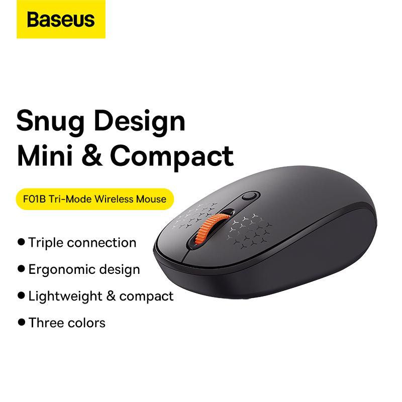 Baseus F01B Tri-Mode Wireless Mouse 2.4G BT 5.0 1600 DPI